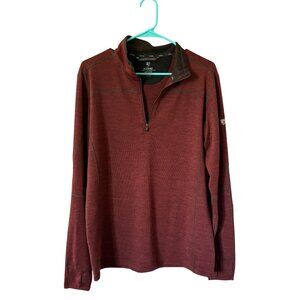 Kuhl Sweater Mens Medium Red Ryzer 1/4 Zip Pullover Performance Hike Travel